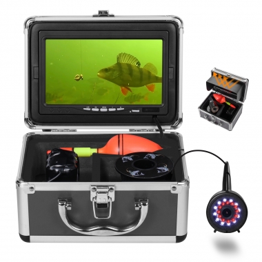 MOQCQGR Underwater Fishing Camera, Portable Ice Fishing Camera Underwater with 7 inch LCD Monitor 1200TVL Camera, 12pcs IR & 12pcs LED White Lights Fish Finder for Ice,Lake and Boat Fishing